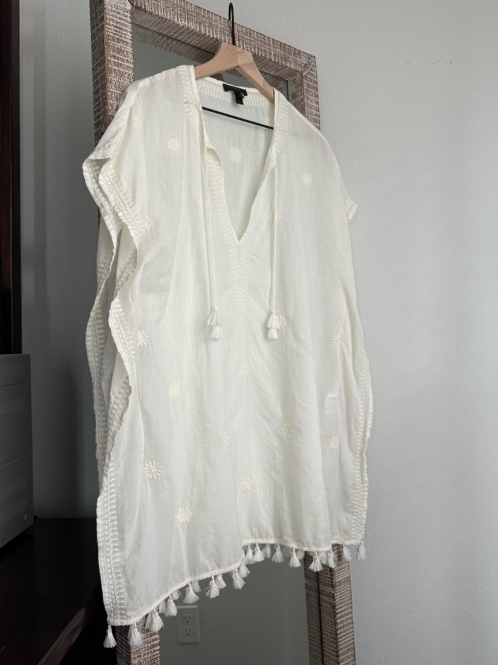 J. Crew Women's Tasseled Tunic Swim Cover Up in Cream